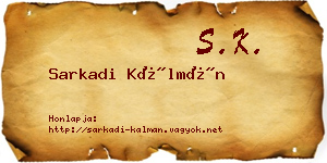 Sarkadi Kálmán névjegykártya